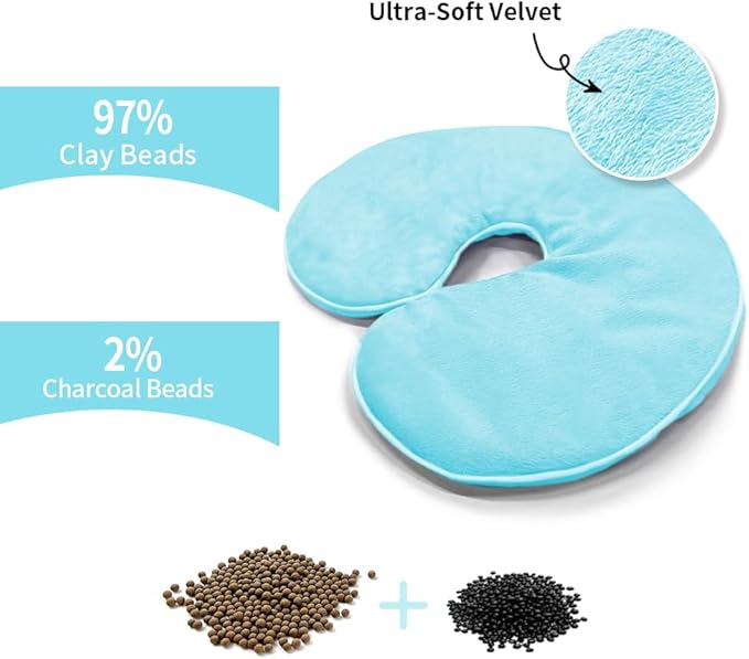 Heated Face Mask, Microwave Heating Pad for Face, Sinus Mask for Migraine, Tension, Stress, Headache, Relaxation (#6 Blue)