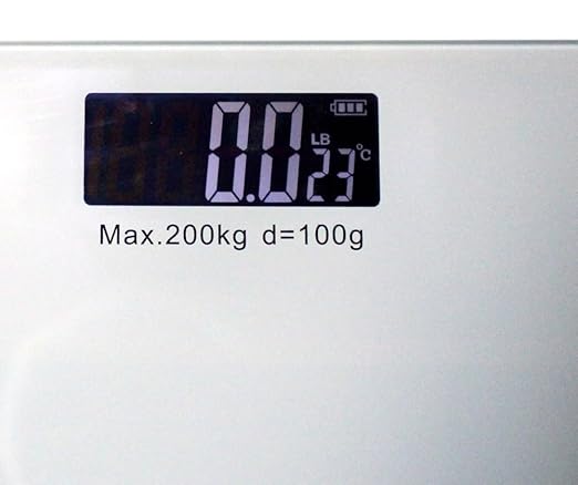 440 lb Digital Bathroom Scale – Step-On Technology, LCD Display, Tempered Glass, Pounds/Kilograms
