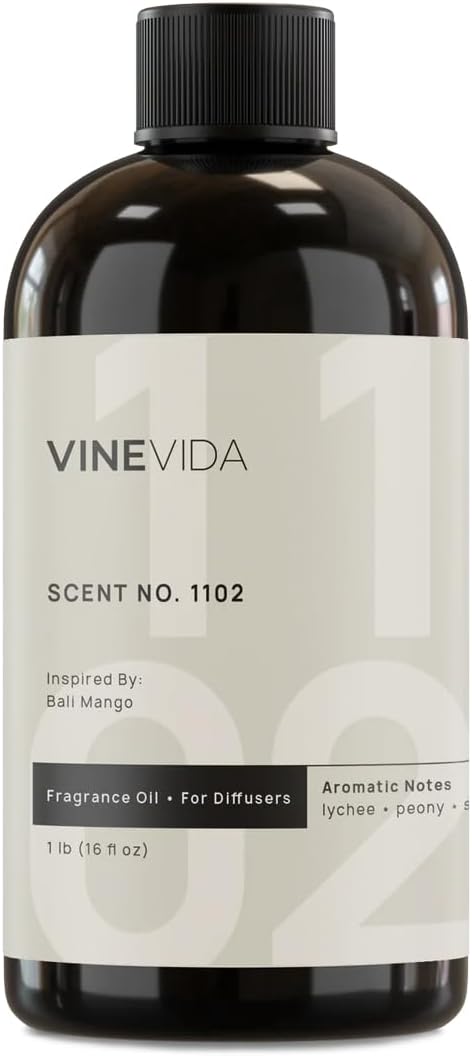VINEVIDA [16 Fl Oz] Scent NO. 1102 Fragrance Oil for Cold Air Diffusers, Aromatic Notes of Lychee Peony Sandalwood, Essential Oils for Diffuser Oil Refill & Air Freshener Room Spray