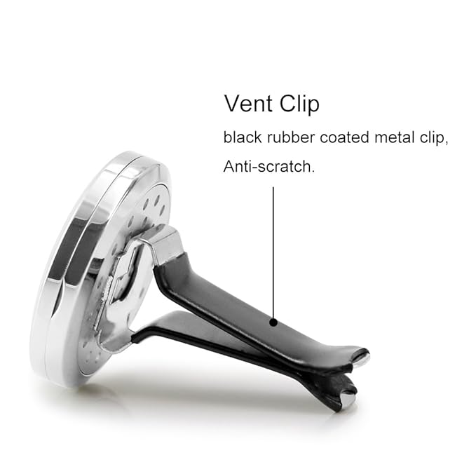 2PCS 30mm Car Aromatherapy Essential Oil Diffuser Stainless Steel Locket with Vent Clip 12 Felt Pads