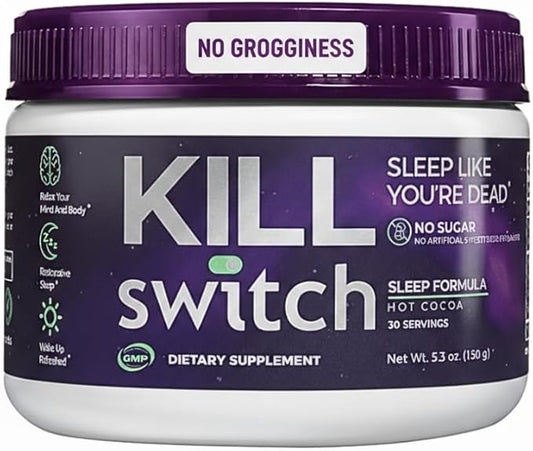 Killswitch Sleep Aid for Adults – Fall Asleep Fast & Wake Refreshed, Sugar-Free Hot Chocolate Supplement - Magnesium, Tart Cherry, L-Theanine & More for Restful Sleep, 30 Servings, Made in USA