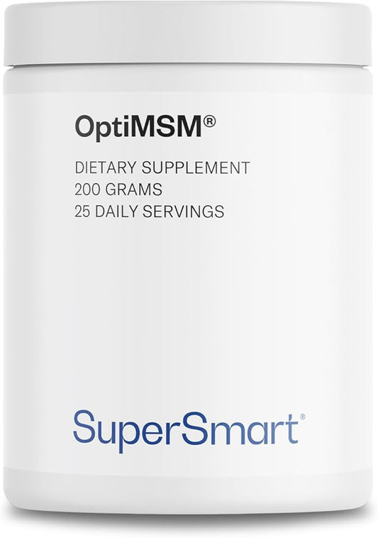 Supersmart OptiMSM (Patented & High Purity Formula) - Methyl-Sulfonyl-Methane MSM Powder Supplement | Vegan & Gluten Free - 200 g