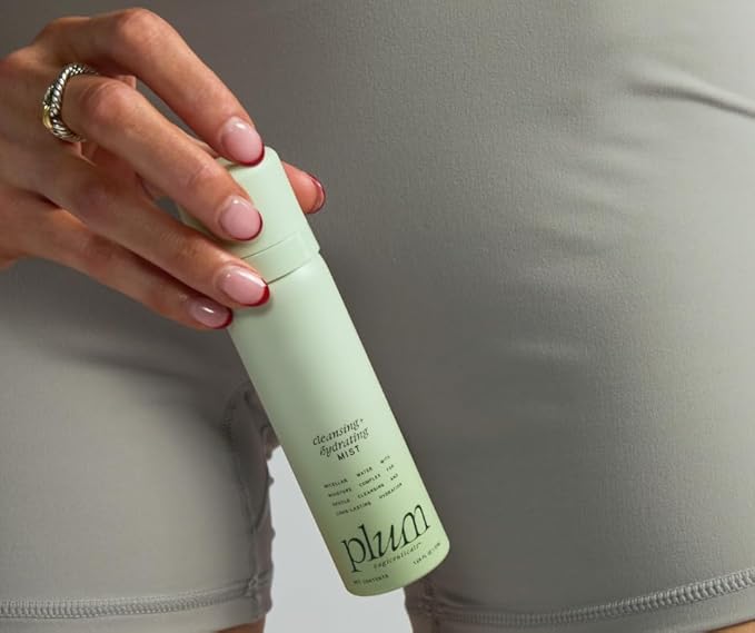 Plum's Cleansing + Hydrating Feminine Mist | Micellar Water & Hyaluronic Acid | Soothing Polypore Mushroom | pH-Balanced Vaginal Cleanser & Moisturizer | 1.6 oz