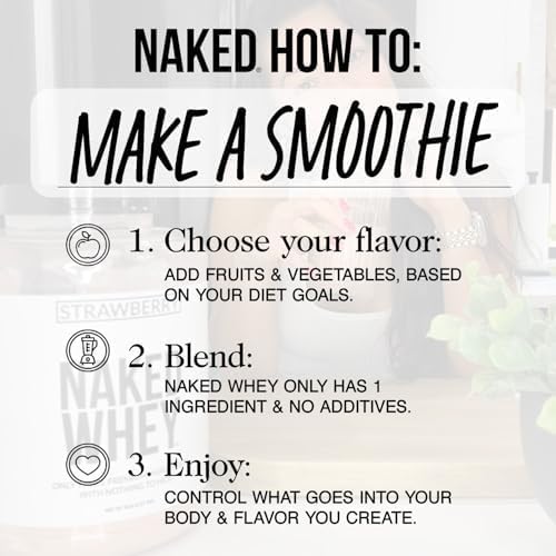 NAKED Vanilla Whey Protein Powder - All Natural Grass Fed Whey Protein Powder, Vanilla Flavor, Organic Coconut Sugar, 5Lb Bulk, GMO-Free, Soy Free, Gluten Free - 61 Servings