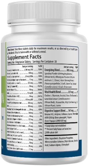 PURE Adult Multivitamin with Vitamins A, C, D3, B12, Minerals, Digestive Enzymes, 90 Capsules, 30 Servings, Premium Wellness Supplement