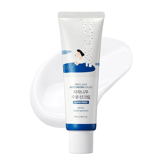 ROUND LAB Birch Juice Moisturizing UV LOCK SPF 45 | NBC No1 SPF, Glow Sunscreen for Daily Skincare, Non-toxic, UV Protection, Lightweight, Oil-Free, Organic, Korean Sunscreen (1.69 Fl Oz)