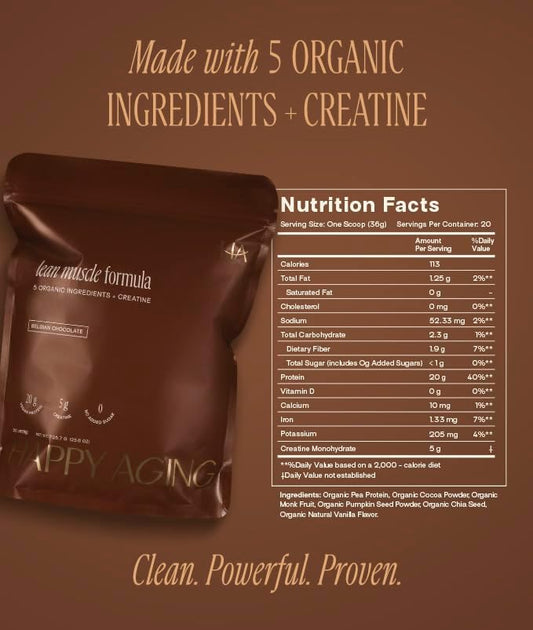 20g Vegan Protein Powder | Plant-Based Chocolate Flavor | with 5g Creatine for Muscle Recovery, Energy & Strength | Gluten-Free, Dairy-Free