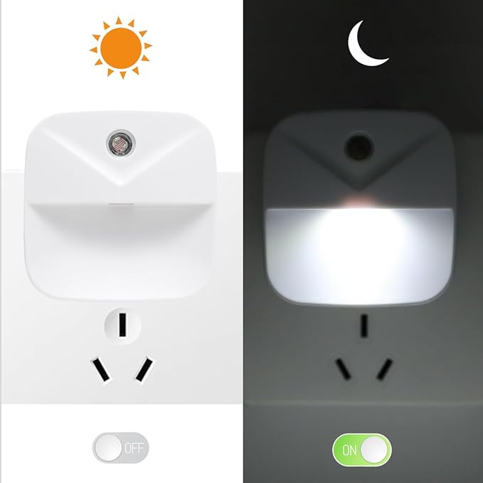 KINUR 6 Pack LED Night Light Plug into Wall, Daylight White Color Dusk to Dawn Sensor Automatic on and Off for Kids, Nursery, Bedroom, Bathroom, Hallway, Stairs, Kitchen