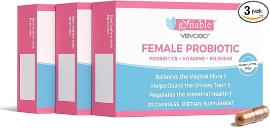 Gynable Vaginal Probiotics for Women,Female Probiotic for pH Balance with Lactobacillus 5 Billion CFU Probiotics Blend,Selenium-Vitamin D3,Promote Healthy Vaginal Odor & Vaginal Flora,90 Count
