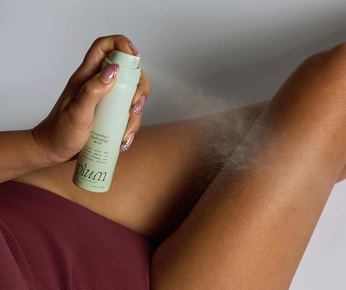 Plum's Cleansing + Hydrating Feminine Mist | Micellar Water & Hyaluronic Acid | Soothing Polypore Mushroom | pH-Balanced Vaginal Cleanser & Moisturizer | 1.6 oz