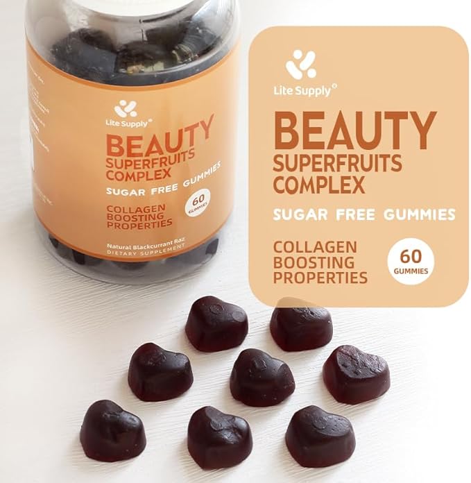 Women's Beauty Superfruits Complex and Multi Vitamin Gummies, 15 Essential Nutrients In One for Beauty Skin Hair Nails, Collagen Boosting Properties Niacinamide Vitamin E A C Zinc Grape Seed