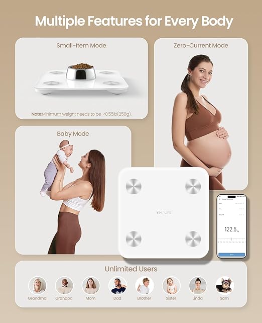 Scale for Body Weight, Digital Smart Bathroom Weight Scale BMI Weighing Bluetooth Body Fat Scale, 20 Body Composition Analyzer with App, 10.2", 400 lbs, White