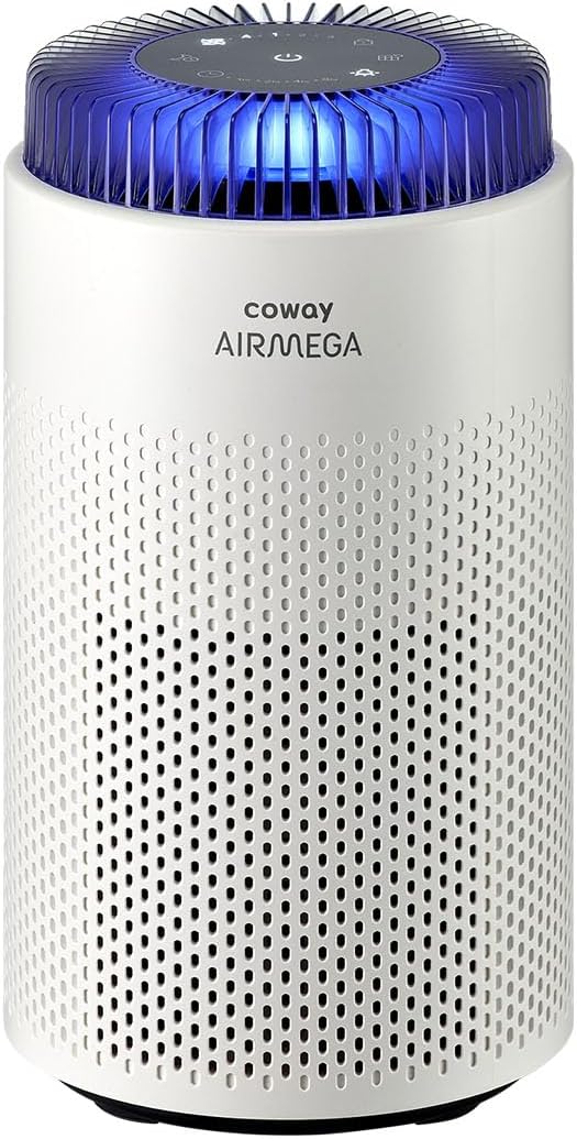 COWAY Air Purifiers for Bedroom Home up to 450 ft², HyperCaptive Filter for Smoke, Allergies, Pet Dander, AQI Monitor, Auto&Sleep Mode, Timer, Filter Indicator, Night Light, 3yr Warranty, 50 White