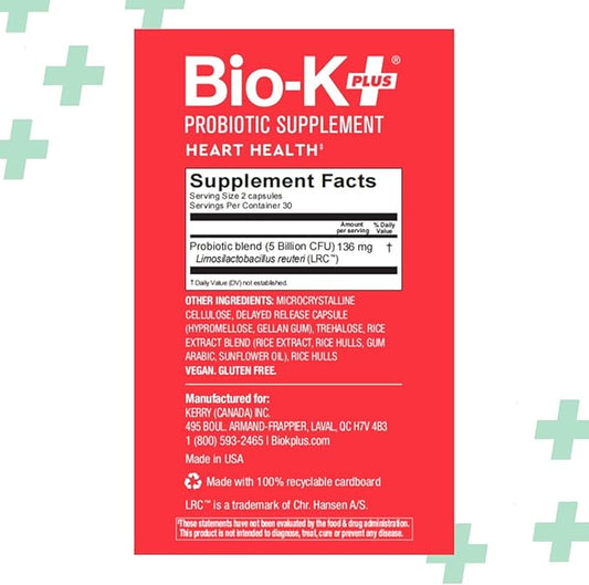 Bio-K+ Probiotic Bundle: Heart Health (60 ct) for Cholesterol Support + Women’s Health (30 ct) for Vaginal & Urinary Tract Health. Vegan, Non-GMO, Shelf-Stable.
