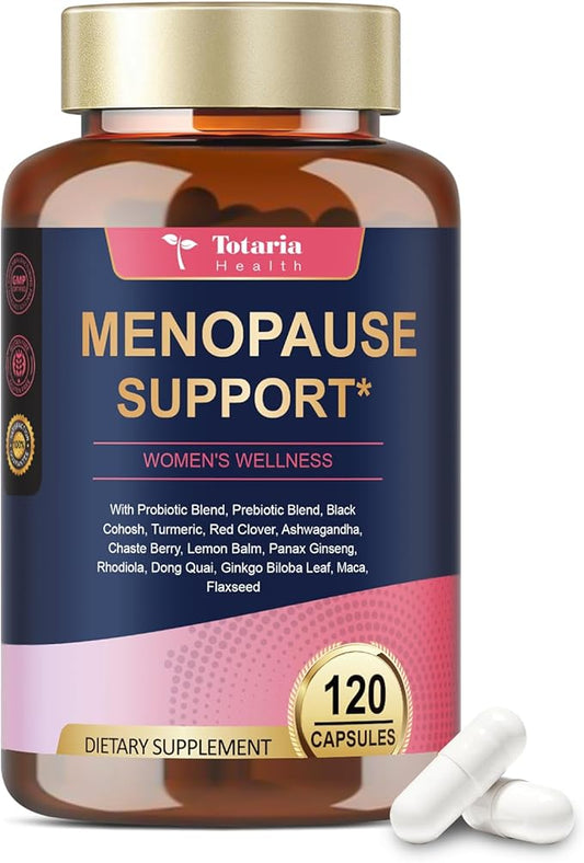Complete Menopause Supplements for Women, 40-in-1 Hormone Balance for Women Night Sweats Relief*, Hot Flashes, w/Black Cohosh, Probiotics, DIM, Vitex, Dong Quai, Red Clover, 120 Capsules