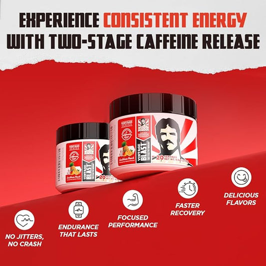 Old School Labs Ultimate 2 Stage Pre Workout for Explosive Energy, Massive Pumps & Focus - Preworkout for Men & Women - Natural Pre Workout Powder with Amino Acids, 250mg Caffeine, Caribbean Punch