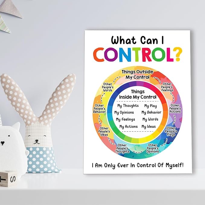 What Can I Control Wall Art,Mental Health Wall Decor,Calm Down Corner Wall Art,Inspirational Canvas Wall Decor for Classroom Therapy Office Home Psychologist