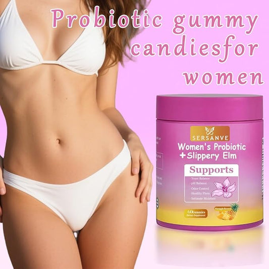 Her Juicy Feminine Probiotics Gummies for Women | Pineapple Flavor | Supports pH Balance, Gut Health & Immune System | with Slippery Elm, Vegan
