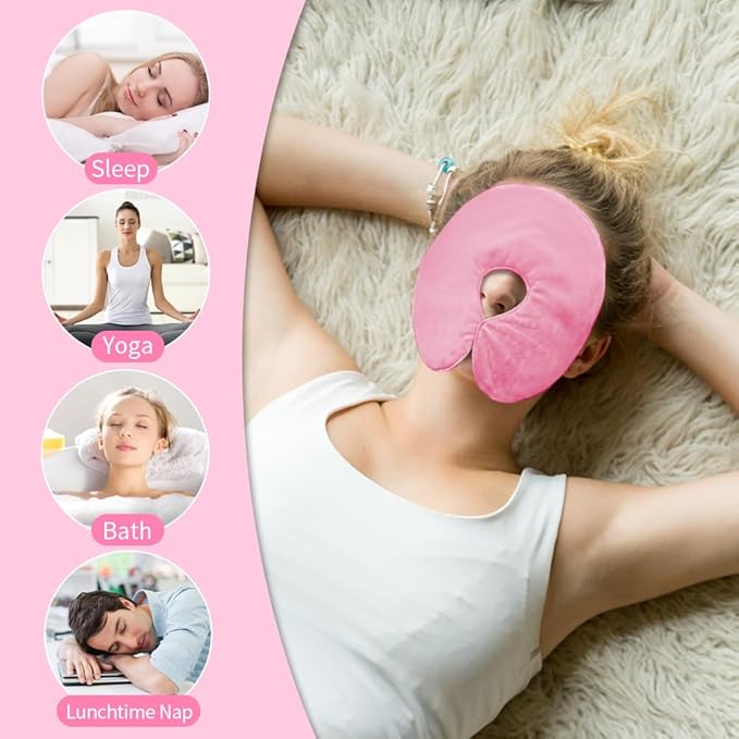 Heated Face Mask, Microwave Heating Pad for Face, Sinus Mask for Migraine, Tension, Stress, Headache, Relaxation (#3 Rose)