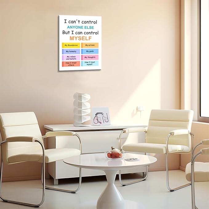Mental Health Wall Decor,Things I Can Control Poster Canvas Wall Art,Inspirational Canvas Framed Wall Art for Therapy Office Home Nursery Classroom Wall Decor
