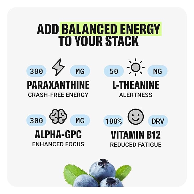 Drink Update Energy Drink with Paraxanthine - Jitter Free, Crash Free, No Overstimulation, No Withdrawal - Caffeine and Sugar Free (Berry, 12 Pack)