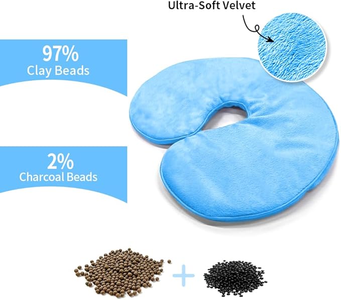 Heated Face Mask, Microwave Heating Pad for Face, Sinus Mask for Migraine, Tension, Stress, Headache, Relaxation (#33 Blue)