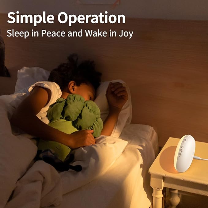 Wake Up Light Sunrise Alarm Clock for Bedroom Sunrise Sunset Simulation 23 Natural Sounds 13 Colors Light Dual Alarms and Snooze Function Sleep Aid for Heavy Sleepers Kids Adults (White)