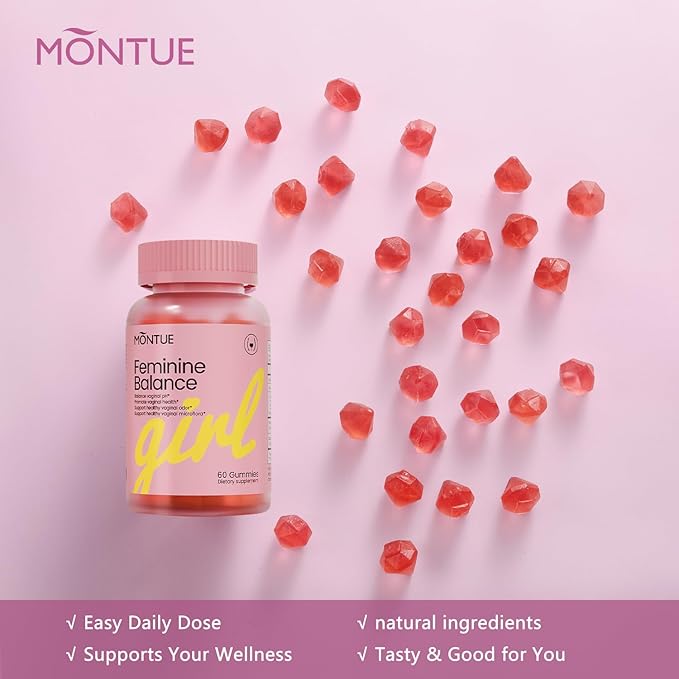 Premium Feminine Balance Gummies-pH Balance with Prebiotics & Lactobacillus Probiotic Blend&Hawaiian Pineapple Immune Support, Vegan & Non-GMO, 60 Gummies (120)