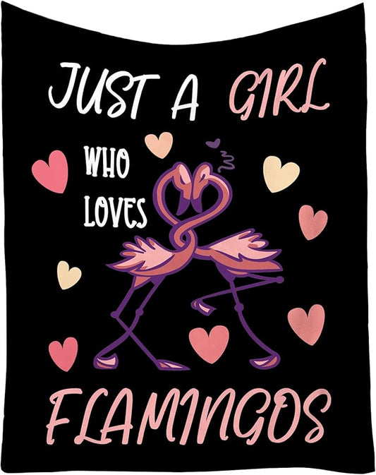 Flamingo Throw Blanket Gifts - 50 x 60 Inches Funny Throws - Black Soft Fuzzy Plush Blankets for Office