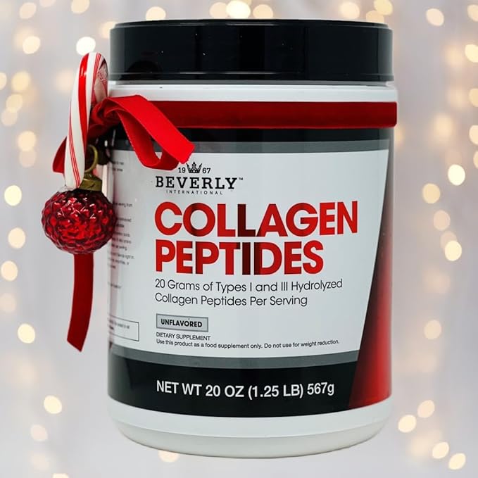 Beverly International Collagen Peptides Protein Powder. Youthful Appearance- Skin, Hair, Nails, Bones and Joint Health. Easy to Use, Highly Absorbable. 18 Grams of Protein, Unflavored 20 oz.