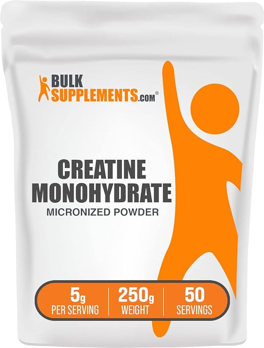 BulkSupplements.com Creatine Monohydrate Powder - Micronized Creatine Powder, Unflavored - Pure & Gluten Free, 5g (5000mg) per Servings, 250g (8.8 oz) (Pack of 1)