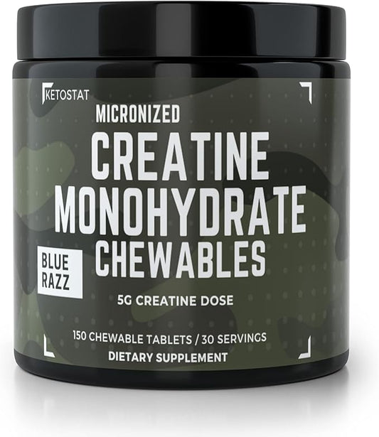Creatine Chews 5G Chewables 30 Day Supply, Micronized Creatine Monohydrate Tablet, Sour Razz (150ct) Creatine for Women & Men