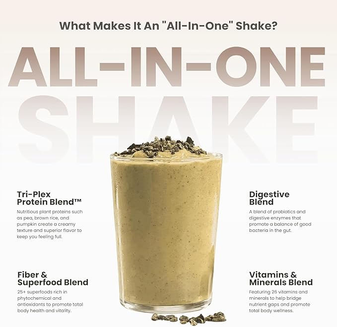 310 Nutrition All-In-One Meal Replacement Shake Powder - Plant-Based Protein Smoothie Blend w/High Fiber, Probiotics & Adaptogens - Low Carb, Vegan, Keto & Paleo Friendly - Horchata - 28 Srv