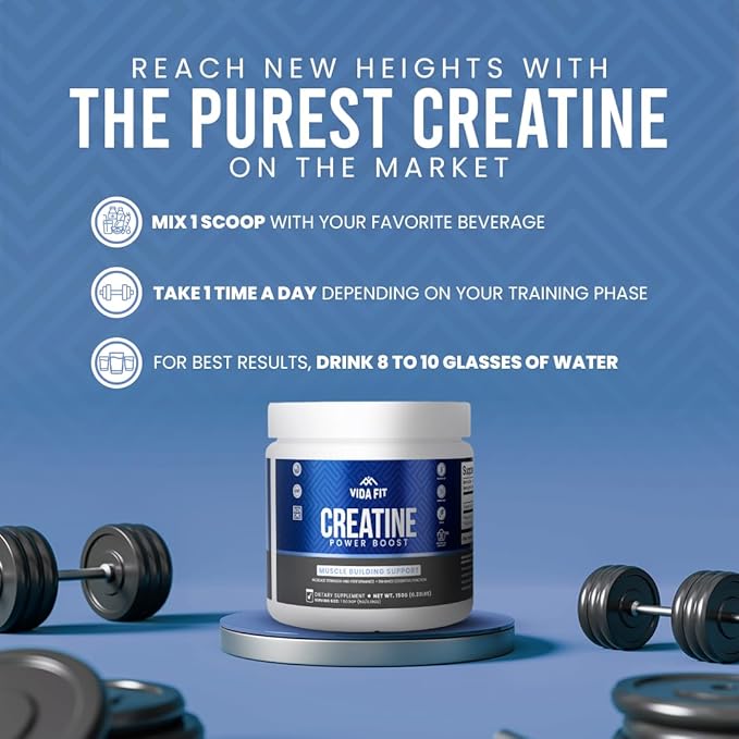 Micronized Creatine Monohydrate Powder, Vegan Creatine Powder Unflavoured, Supplements for Men, Pure Workout Essentials for Women, NSF Certified (150g) (5g Per Serv) (30 Servings) - Vida Fit