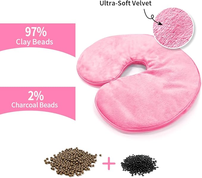 Heated Face Mask, Microwave Heating Pad for Face, Sinus Mask for Migraine, Tension, Stress, Headache, Relaxation (#3 Rose)