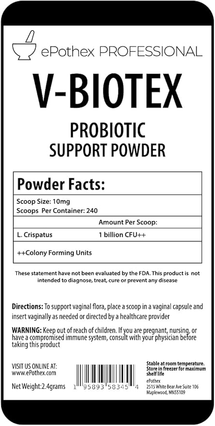 V-Biotex - Pure L. Crispatus Probiotic Powder | Vaginal Probiotic | Promotes Vaginal & Urinary Health | Yeast Infection & Bacterial Vaginosis Support | 240 Doses