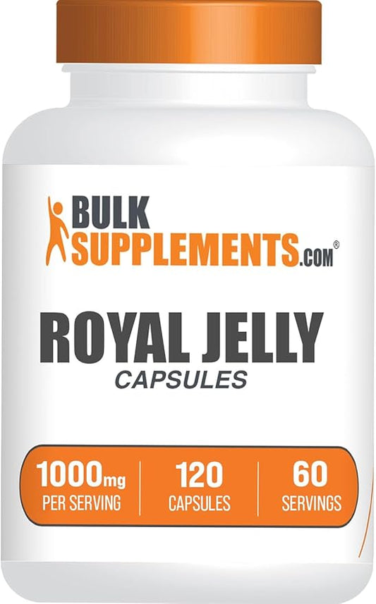 BulkSupplements.com Royal Jelly Capsules - Royal Jelly Supplement, Nutritional Supplement - Gluten Free, 2 Capsules per Serving, 120 Count (Pack of 1)
