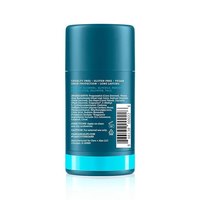 Oars + Alps Aluminum Free Deodorant for Men and Women, Dermatologist Tested and Made with Clean Ingredients, Vegan, Fresh Ocean Splash, 2 Pack, 2.6 Oz Each