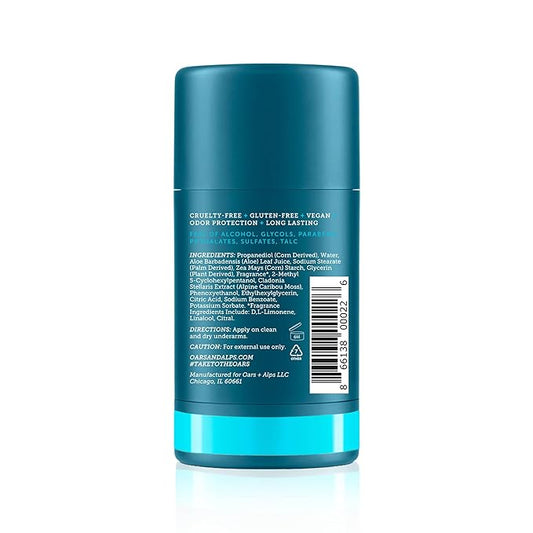 Oars + Alps Natural Deodorant for Men & Women, Aluminum Free Deodorant for Men, Dermatologist Tested, Clean Ingredients, Non Toxic, Vegan, Long Lasting, Odor Protection, Fresh Ocean Splash, 1pk, 2.6oz
