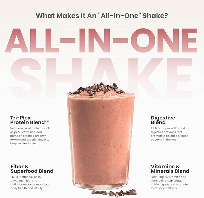 310 Nutrition All-In-One Meal Replacement Shake Powder - Plant-Based Protein Smoothie Blend w/High Fiber, Probiotics & Adaptogens - Low Carb, Vegan, Keto & Paleo Friendly - Peppermint Swirl - 14 Srv