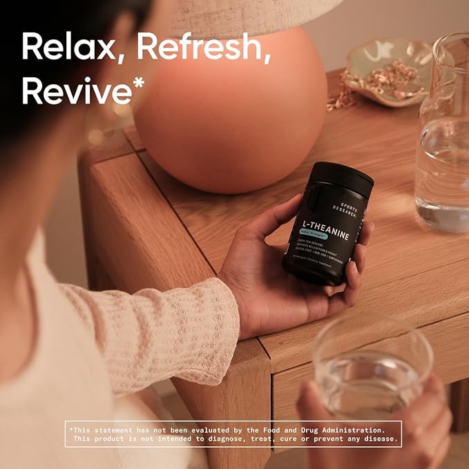 Sports Research® L-Theanine 200mg w/Organic Coconut Oil - Made with Suntheanine® for Focus, Relaxation & Alertness - Double Strength · Non-GMO · Gluten Free - 120 Softgels