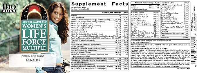 Source Naturals Women's Life Force Multiple, Daily Multivitamin & Immune Health Supplement - 90 Tablets