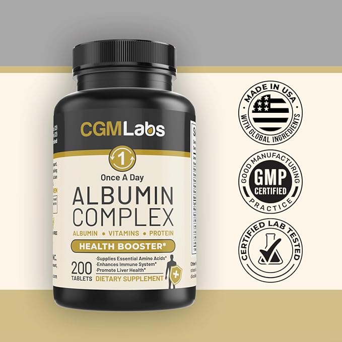 Once A Day Albumin Complex - Whey Protein, Royal Jelly, Essential Amino Acids - 200 Chewable Tablets