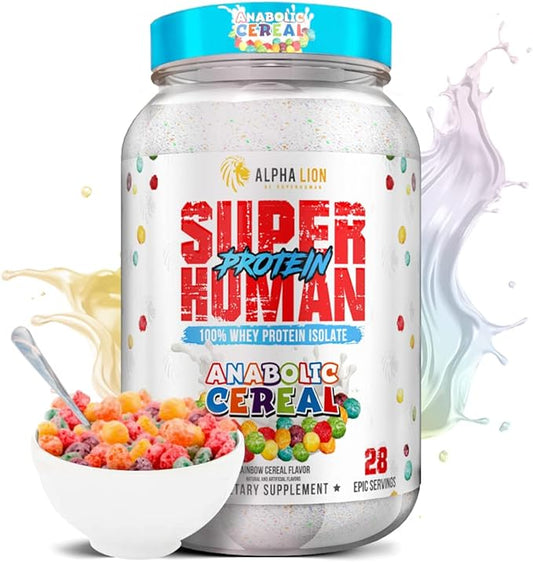 ALPHA LION Superhuman Whey Protein Powder, Great Tasting Pure Isolate, Low Carb, Sugar, No Bloat Post Workout, Muscle Recovery & Growth (28 Servings, Anabolic Cereal) 31.2175 Ounce