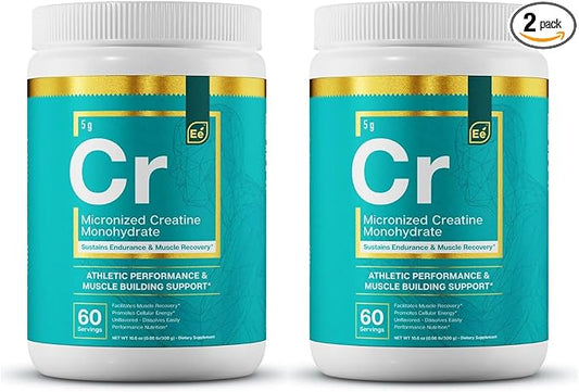 Essential Elements Monohydrate Creatine Powder for Women and Men - Micronized Creatine Instantized - Unflavored Pure Creatine Powder Supplements 120 Servings (2 Pack)