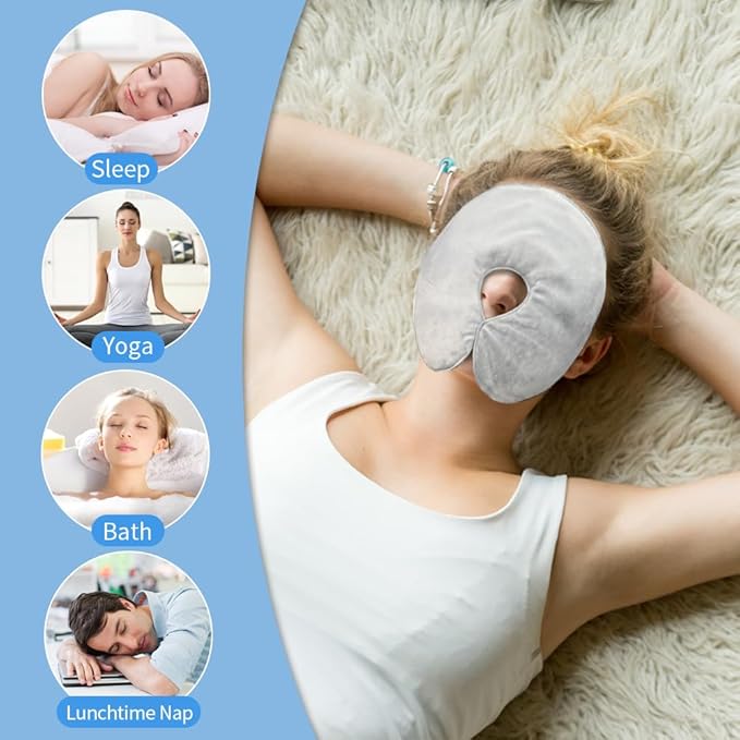 Heated Face Mask, Microwave Heating Pad for Face, Sinus Mask for Migraine, Tension, Stress, Headache, Relaxation(with Washable Cover), Hot Cold Use - Grey