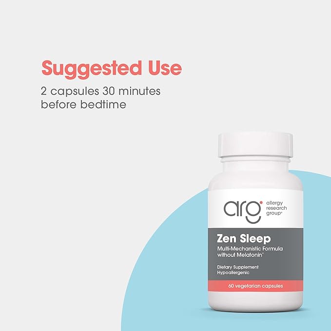 Allergy Research Group Zen Sleep - GABA L-Theanine Sleep Supplement for Adults with P5P, 5-HTP, and Vitamin B6, Natural Aid for Calm, Restful REM - 60 Vegetarian Capsules