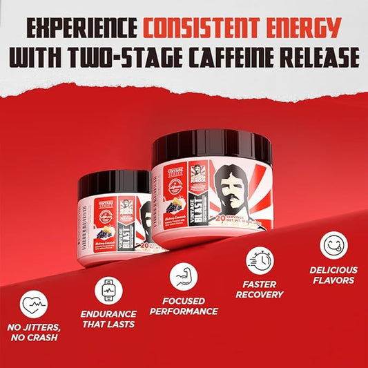 Old School Labs Ultimate 2 Stage Pre Workout for Explosive Energy, Massive Pumps & Focus - Preworkout for Men & Women - Natural Pre Workout Powder with Amino Acids, 250mg Caffeine, Blueberry Lemonade