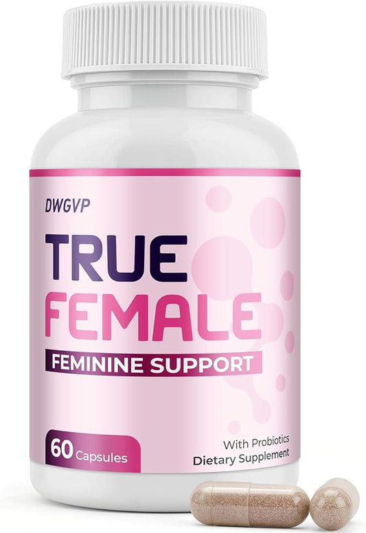 True Fem Capsules-Support PH Balance for Women, Feminine Probiotics Vitamin Capsules for Vaginal, Hormonal & Urinary Health, Natural Formula, Sugar Free, 60 Capsules