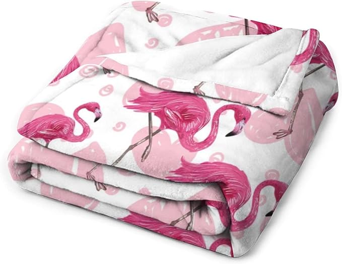 Flamingo Blanket Gifts - 40 x 50 Inches Cute Flamingo Throw for Kids - Light Pink Cozy Fuzzy Plush Blankets for Sofa